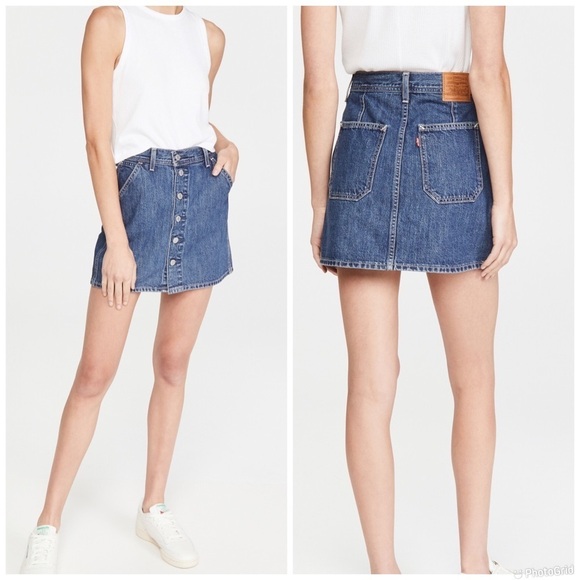 Levi’s Button Front Utility Denim Skirt - Picture 1 of 9